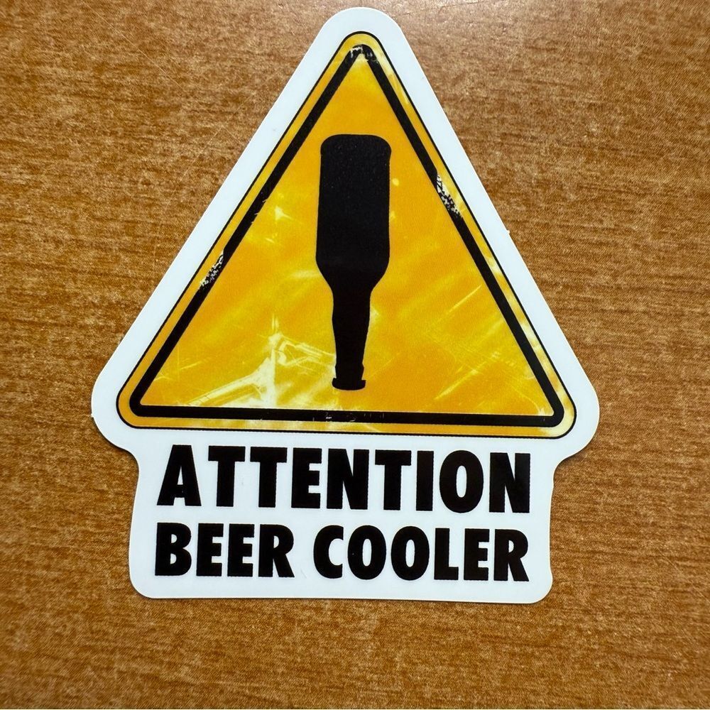 Yellow Beer Cooler Warning Sticker‎